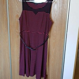 Torrid Stretch striped pink/black dress with belt
